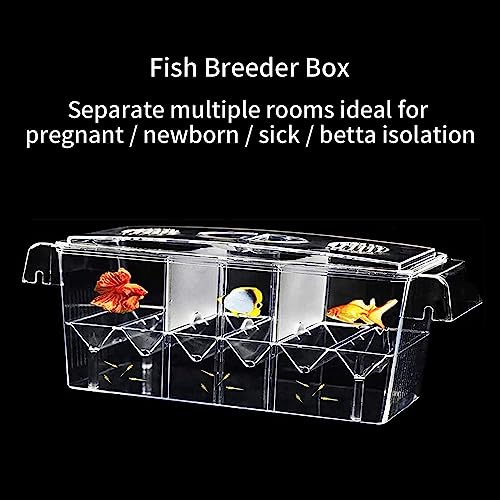 Fish Breeding Box for Aquarium, Acrylic Plastic Breeder Box for Fish Tank, Baby Snails Fishes Shrimp Clownfish Nursery Container, Fish Hatchery Incubator with Suction Cups