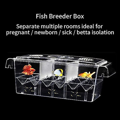 Fish Breeding Box for Aquarium, Acrylic Plastic Breeder Box for Fish Tank, Baby Snails Fishes Shrimp Clownfish Nursery Container, Fish Hatchery Incubator with Suction Cups