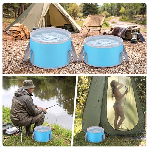 4 Pcs 5 & 2.6 Gallon Bucket Collapsible Foldable Bucket with Handle for Fishing Camping, Car Wash Buckets Foldable Water Container with Carry Bag Portable for Hiking Travel Gardening Beach