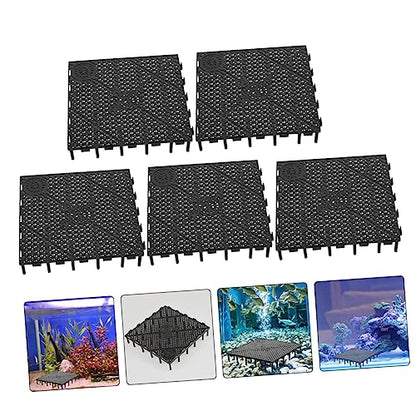 GANAZONO 5pcs Aquarium Isolation Board Fish Tank Divider for Breeding Landscaping Breathable Mesh Panels Black Bottom Plate for Fish Prevention