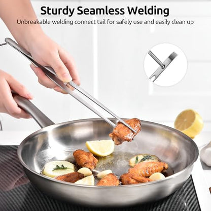 U-Taste 8"+10"+12" Kitchen Cooking Tweezer: 18/8 Stainless Steel Food-Grade Metal Food Tong, Flexible Pinching, Seamless-Welding and Sturdy for Serving Grilling Frying, Plating, Feeding (Pointed Tip) - size: 8in+10in+12in (pointed tip)