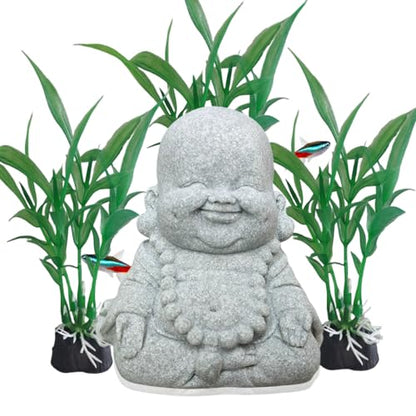 livelyfish Buddha Fish Tank Decor Asian Stone Buddha Figurines for Aquarium Zen Garden Fish Tank Statue Decorations Mini Stone Buddha Zen Garden Sculptures Decor,Gift, G