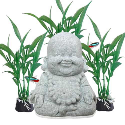 livelyfish Buddha Fish Tank Decor Asian Stone Buddha Figurines for Aquarium Zen Garden Fish Tank Statue Decorations Mini Stone Buddha Zen Garden Sculptures Decor,Gift, G
