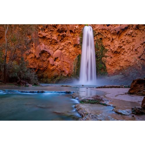 Falls Sunset Aquarium Background Waterfall Landscape Terrarium Backgrounds Natural Jungle Sunset Waterfall Fish Tank Background Waterfall Forest Landscape Reptile Tank Enclosure Backgrounds 24x12in - color: Light_Brown, size: 24(W)x12(H)inches/ 60(W)*30cm