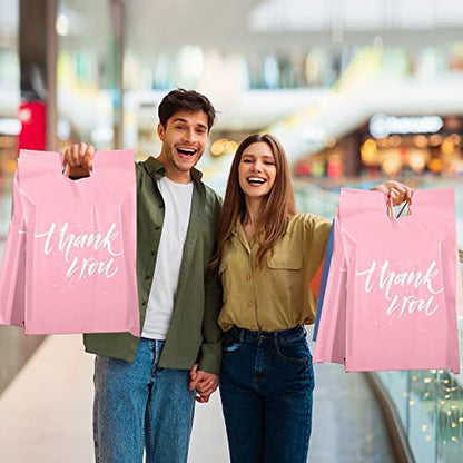 Metronic Thank You Poly Mailers 14.5x19 50 Pcs, Easy to Carry Shipping Bags with Handle, Self Seal Mailers Poly Bags for Small Business Packing and Shipping, Large Package Bags Mailing Bags, Pink - color: Pink, size: 14.5X19" 50PC