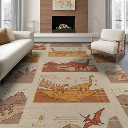 6'x9' Washable Graphic Mountain Area Rug, Beige Non-Shedding Pet Friendly Room Rug for Queen Size Bedroom, Under Bed, Master Suite, Foldable Easy Care Carpet | Ref:1942876 - color: Beige/Pattern 32, size: 6' x 9' (Rectangular)