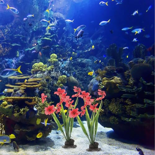 Toyvian Artificial Aquarium Plants, 2pcs Small Purple Crimson Fake Water Grass Plastic Decor Fish Tank Ornaments for Desktop Betta Fish Accessories