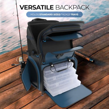 Reaction Tackle Saltwater Fishing Tackle Bags, Water Resistant 1000D PVC Tackle Box Bag with Removable Dividers, Fits 3600 and 3700 Trays, Backpack - size: Backpack
