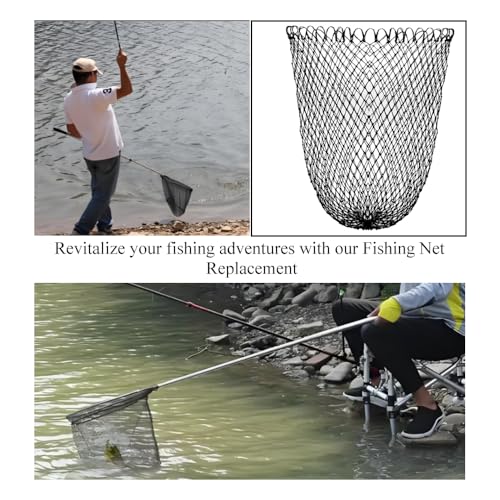 Fishing Net Replacement Foldable Trout Net Replacement Nylon Fishing Landing Mesh for Freshwater Saltwater Robust 24 Strands