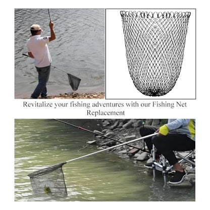 Fishing Net Replacement Foldable Trout Net Replacement Nylon Fishing Landing Mesh for Freshwater Saltwater Robust 24 Strands