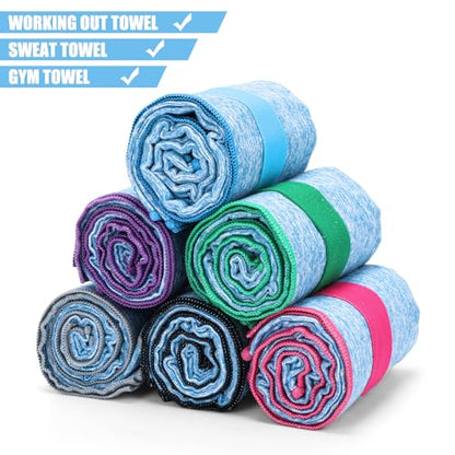 6 Pack Sweat Towels for Men Women Working Out Lightweight Quick-Dry Microfiber Gym Towel for Running Fitness Yoga Tennis Riding Hiking Exercise Fishing(6 Pack(Blue)) - color: 6 Pack(blue)