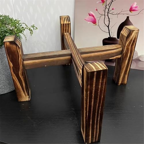 Display Stand Base Fish Tank Base Wood Decoration Cross Round Bonsai Ornament(Small) - size: Small