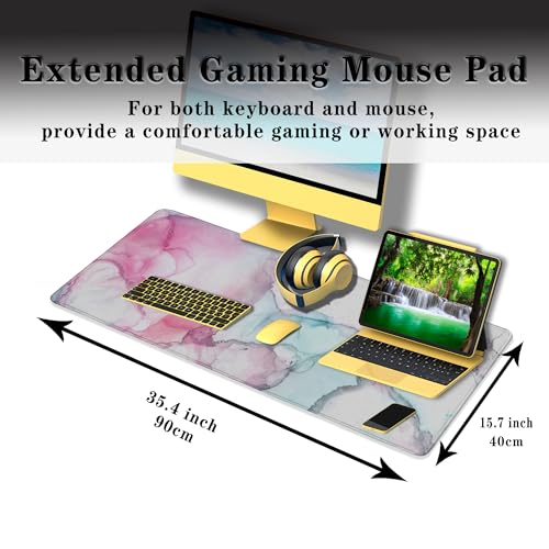 Big Mouse Pad - Colorful Gaming Mousepad, Non-Slip Rubber Base, Waterproof with Stitched Edges, 35.4" X 15.7" for Game Office - color: Abstract Illustration