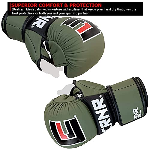 Combat Corner - MMA Spar Gloves for Men and Women - Kickboxing, MMA, Muay Thai Sparring Training Gloves | OD Green - size: Large-X-Large
