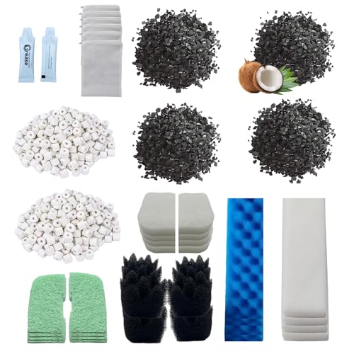 42 Pack Filter Media Kit for Fluval 306/307 Canister Filters - 2 Full Replacement Sets, Bio Foam, Ceramic Rings, Activated Carbon & Polishing Pads