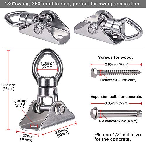 SELEWARE Heavy Duty Swing Swivel Hook, 360° Rotation Bearing Hanger - color: Swivel With Hanger