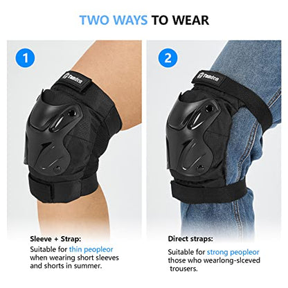 Tanden Skating Protective Gear Knee and Elbow Pads Wrist Guards for Roller Skating Skateboarding, Skate Pads Adult Knee Pads - color: Black, size: Adult (14+ years)