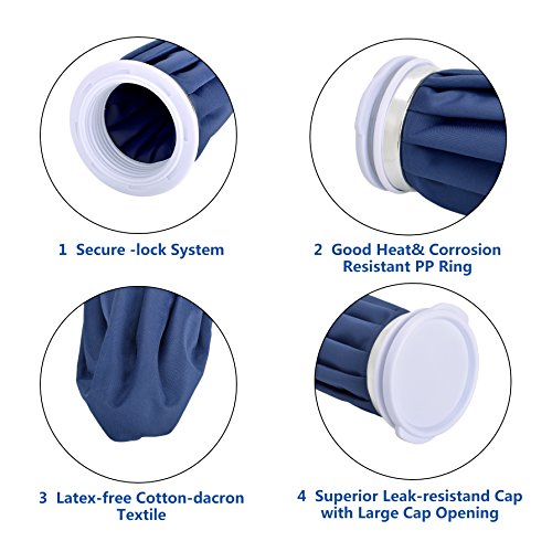elitehood Reusable Ice Bags for Injuries, Refillable Ice Pack Hot Water Bag | Hot & Cold Therapy and Pain Relief with Elastic Breathable Support Wrap, 3 Sizes (6"/9"/11"), (for Hot Therapy is 50-60℃)