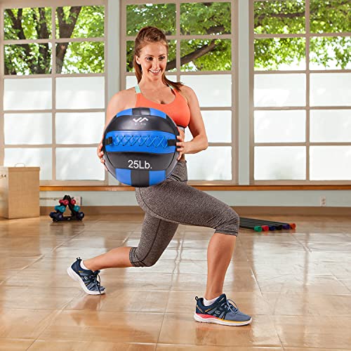 JFit Wall Ball – Premium Soft Weighted Exercise Ball for Strength, Conditioning, Gym & Home Workouts, 4-30 LB - color: Blue/Black, style: 20-Pound