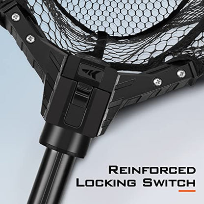 KastKing Brutus Fishing Net, Foldable Extendable Fish Landing Net, Lightweight & Portable Fishing Net with Soft EVA Foam Handle, Holds up to 44lbs/20KG, Fish-Friendly Mesh for a Safe Release