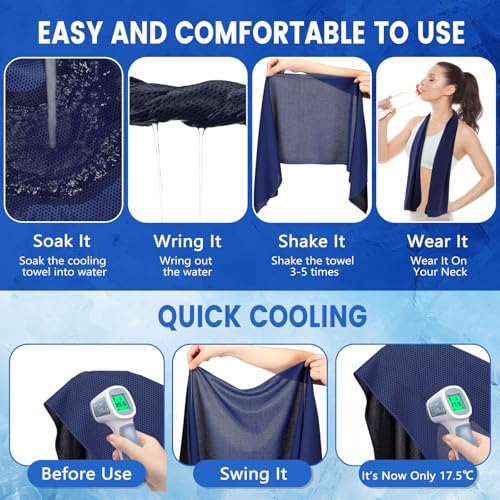 Hosuly 100 Pack Cooling Towels, 40"x12" - color: Dark Blue