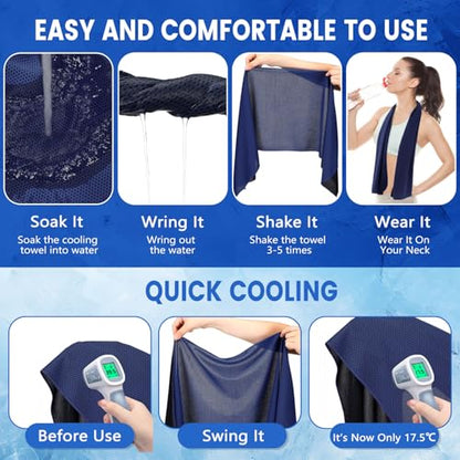 Hosuly 100 Pack Cooling Towels, 40"x12" - color: Dark Blue
