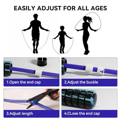 Jump Rope Cotton Adjustable Skipping Weighted jumprope for Women, Adult and Children Athletic Fitness Exercise Jumping Rope - color: Blue, size: 1pcs