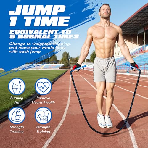 Jump Rope, Weighted Jump Rope for Fitness, Boxing Equipment Jump Ropes for Men Women, Battle Skipping Ropes for Exercise, Suitable for Boxing, Cardio, Training Muscle Speed Home Gym Workout Equipment - style: 1LB