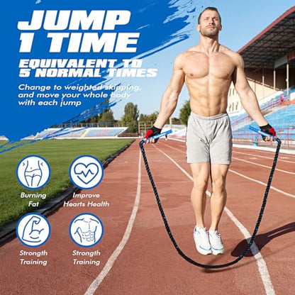 Jump Rope, Weighted Jump Rope for Fitness, Boxing Equipment Jump Ropes for Men Women, Battle Skipping Ropes for Exercise, Suitable for Boxing, Cardio, Training Muscle Speed Home Gym Workout Equipment - style: 1.5LB