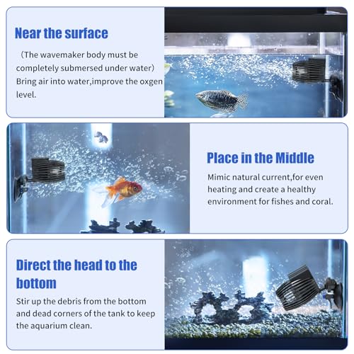 AQUANEAT Circulation Pump, 800GPH Aquarium Wave Maker, Fish Tank Powerhead Submersible Water Pump with Suction Cup - size: 800 GPH