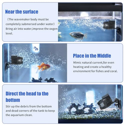 AQUANEAT 2 Pack Aquarium Circulation Pump, 480 GPH Fish Tank Powerhead, Saltwater Wave Maker, Submersible Water Pump with Suction Cup