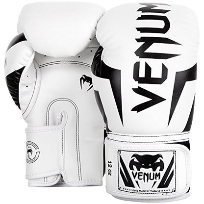 Venum Elite Boxing Gloves - color: White/Black, size: 10-Ounce