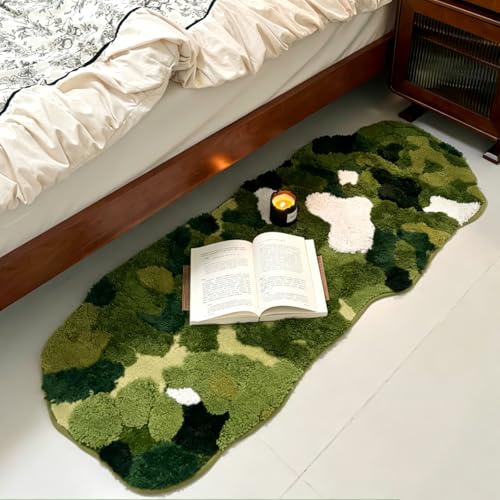 Moss Forest Bathroom Rug, Cute Cozy Green Plant Tufted Mat, Ultra Soft Microfiber, TPR Holder Backing, Absorbent Machine Washable, for Sink Bar, Shower and Bedroom, 19.7" x 31.5", Lawn - color: Lawn