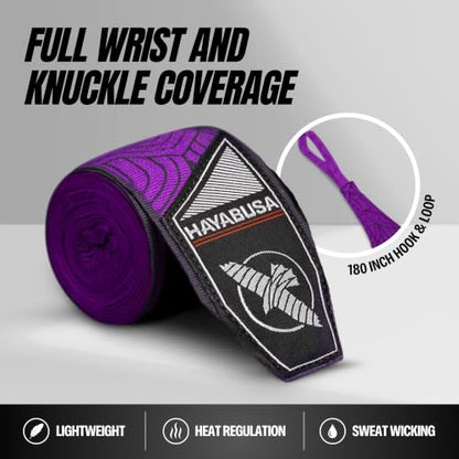 Hayabusa 4.0 Perfect Stretch Boxing Hand Wraps - color: Purple Lotus, size: 180"