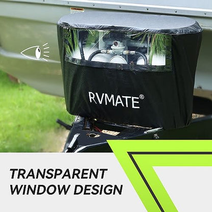 RV Propane Tank Cover, Waterproof, Anti-UV, Black Camper Propane Tank Cover, Fits 20LB Dual Propane Tanks, for RV/Trailer/Camper Accessories