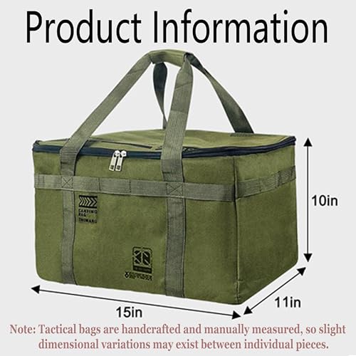 Tactical Camping Storage Bag 30L,Utility Tote Bag Camping Kitchen Organizer, Camping Stove, Pot Soft Gear Box, Heavy-Duty Canvas, 380x280x260mm