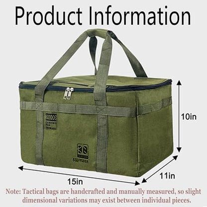 Tactical Camping Storage Bag 30L,Utility Tote Bag Camping Kitchen Organizer, Camping Stove, Pot Soft Gear Box, Heavy-Duty Canvas, 380x280x260mm