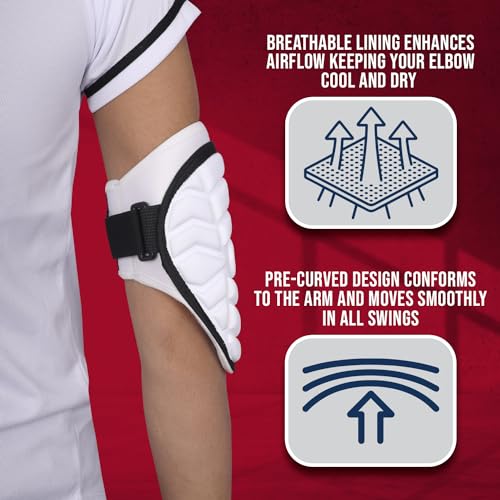 Exxact Sports Defender Baseball Elbow Guard - color: White, size: Adult (Small - Medium)