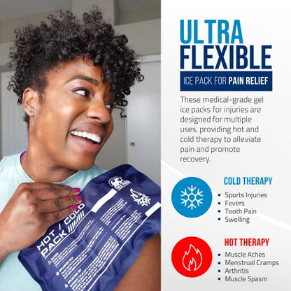 Flexible Ice Pack for Pain Relief - Reusable Gel Pack for Knee, Shoulder, Ankle, Back, and More - Bendable for Customized Comfort - size: Ultra Flexible Gel Packs (2)
