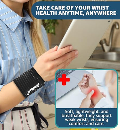 2-Pack High-Elastic Wrist Support Straps Wrist Compression Bandage - Wrist Wraps Wristbands for Carpal Tunnel Arthritis Tendonitis Weightlifting Tennis Basketball - Breathable Soft (Black) - color: Black