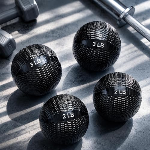 Halloscume 4 Pcs 2lb and 3lb Non Slip Weighted Toning Balls for Exercise, Innovations Soft Medicine Balls for Core Strength, Balance Training, Exercise, Pilates, Yoga, Flexibility