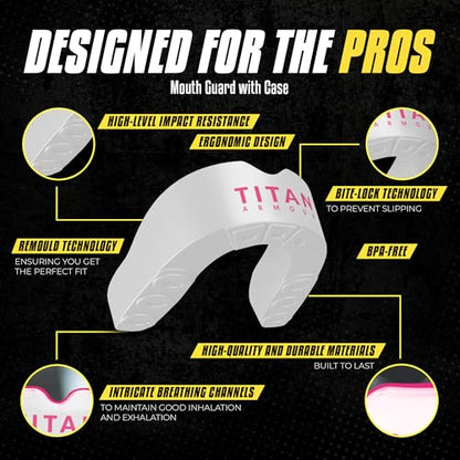 Mouth Guard Boxing, Dual-Layer Boil & Bite Mouthguard, Adult | Premium Dual-Layer | Case Included | Adult & Youth Custom-Fit Mouthpiece | Football, MMA, Hockey, Lacrosse, BJJ, Basketball - color: Pink, size: Junior Under 11