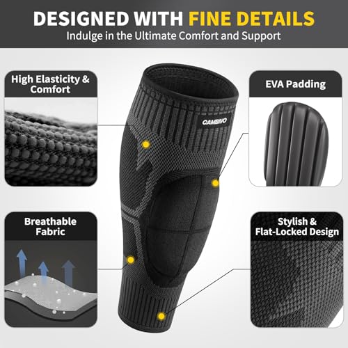 CAMBIVO Calf Compression Sleeves with EVA Shin Pad, 2 Pack - size: X-Large