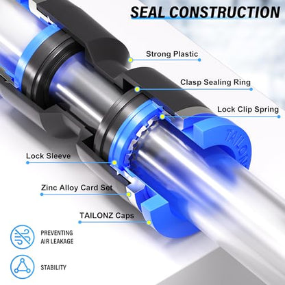 TAILONZ PNEUMATIC Blue Elbow 1/4 inch Tube OD 90 Push to Connect Tube Fittings Push Lock PV-1/4 (Pack of 10) - color: Blue-Elbow, size: 1/4"OD 10PCS