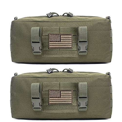 WYNEX Large Molle Pouch, Side Admin Sustainment Pouch for Tactical Backpack | Molle Attachments Bag, Vertical Pack for Military Assault Backpack Army Rucksack, with Shoulder Strap for Use as Sling Bag - color: Army Green (upgraded) - 2 Packs