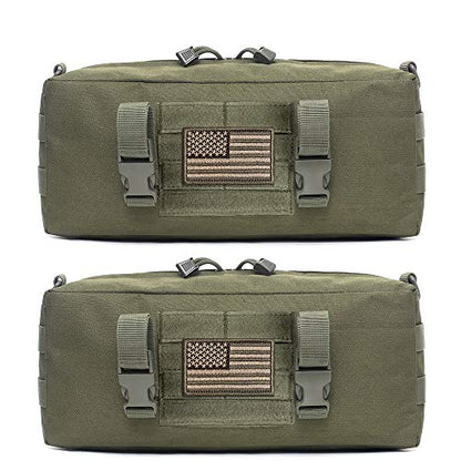 WYNEX Large Molle Pouch, Side Admin Sustainment Pouch for Tactical Backpack | Molle Attachments Bag, Vertical Pack for Military Assault Backpack Army Rucksack, with Shoulder Strap for Use as Sling Bag - color: Army Green (upgraded) - 2 Packs
