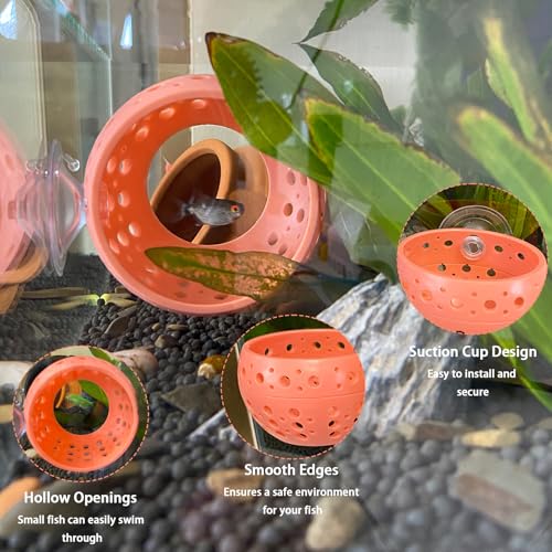 Betta Fish Tunnel with Suction Cup - Aquarium Fish Hideout Shrimp Cave Guppy Fish Tunnel Tank Accessories Aquarium Decor for Small Fish Shrimp (Pink)