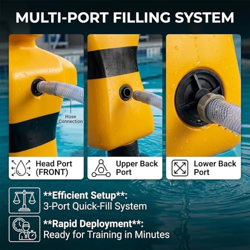Weighted Rescue Dummy,110lbs Heavy HDPE Body-Water Rescue Training Dummy,38.6in Professional Swimming Safety Drill Model-Lifeguard Training Manikin,Sealed Weight Port(Orange) - color: Orange