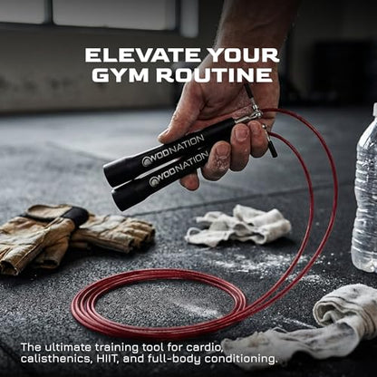 WOD Nation Adjustable Speed Jump Rope For Men, Women & Children - Blazing Fast Fitness Skipping Rope Perfect for Boxing, MMA, Endurance - color: Silver & Black