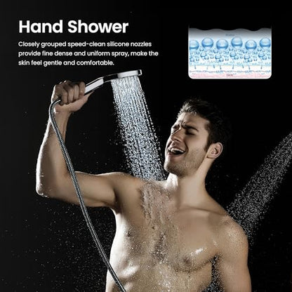 Circular 3 Settings ABS Handheld Shower Head, Multi-Function Showerhead with 3 Spray Modes, Ergonomic Design, Water-Efficient, Easy Install for Bathroom Showers, Brushed Gold Finish